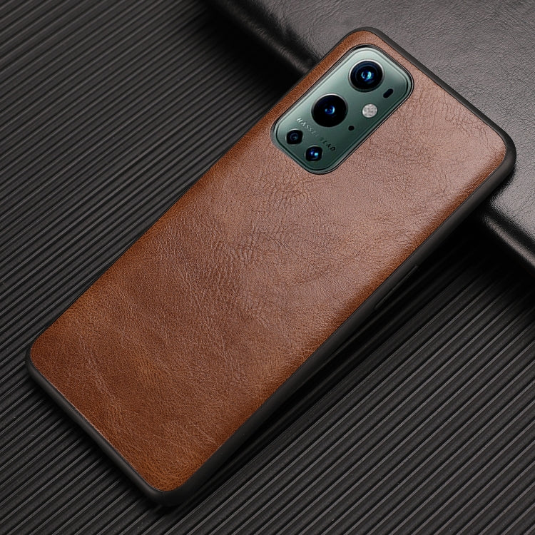 For OnePlus 9 Pro Crazy Horse Textured Calfskin PU+PC+TPU Case