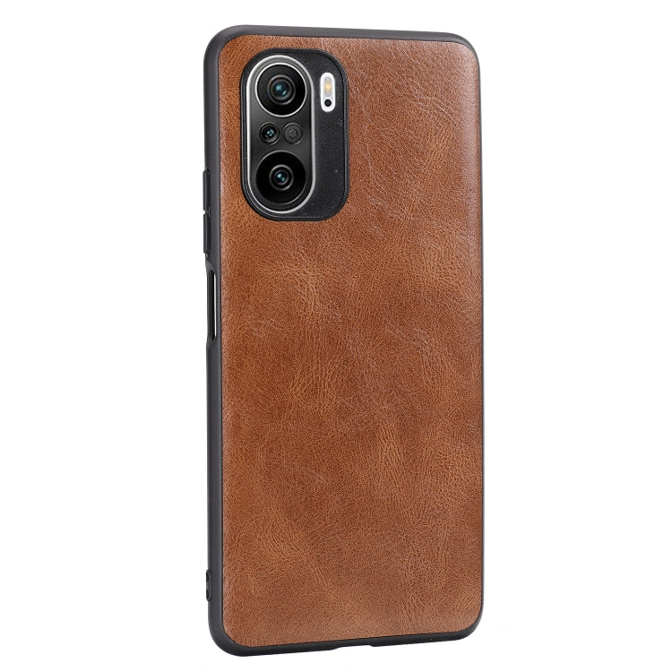 For Xiaomi Redmi K40 Crazy Horse Textured Calfskin PU+PC+TPU Case