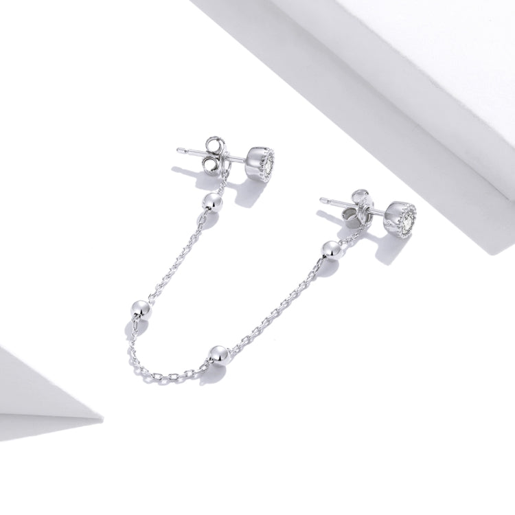S925 Sterling Silver Fashion Bead Chain Ear Studs Women Earrings