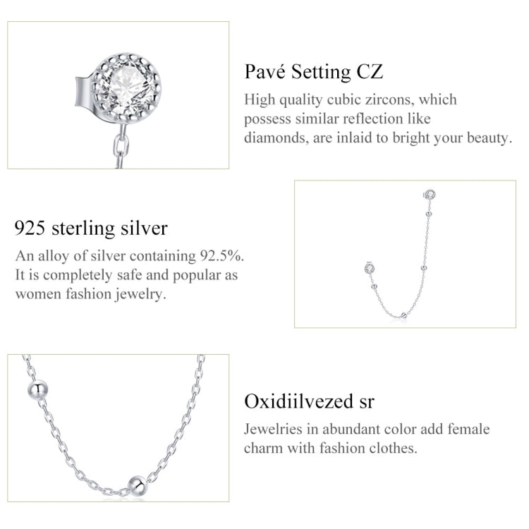 S925 Sterling Silver Fashion Bead Chain Ear Studs Women Earrings