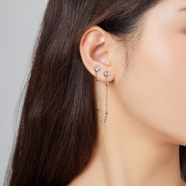 S925 Sterling Silver Fashion Bead Chain Ear Studs Women Earrings