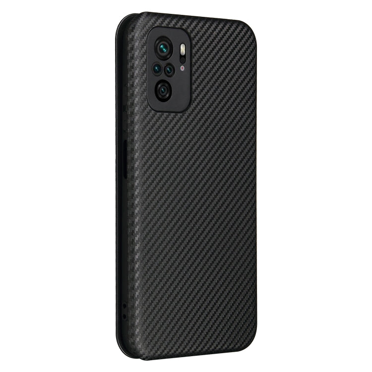 For Xiaomi Redmi Note 10 Carbon Fiber Texture Horizontal Flip TPU + PC + PU Leather Case with Card Slot