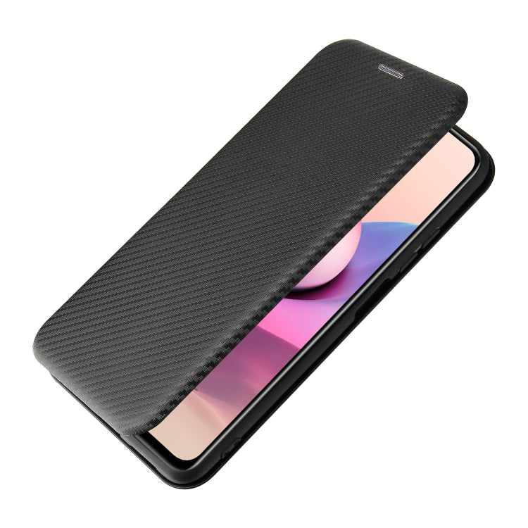 For Xiaomi Redmi Note 10 Carbon Fiber Texture Horizontal Flip TPU + PC + PU Leather Case with Card Slot