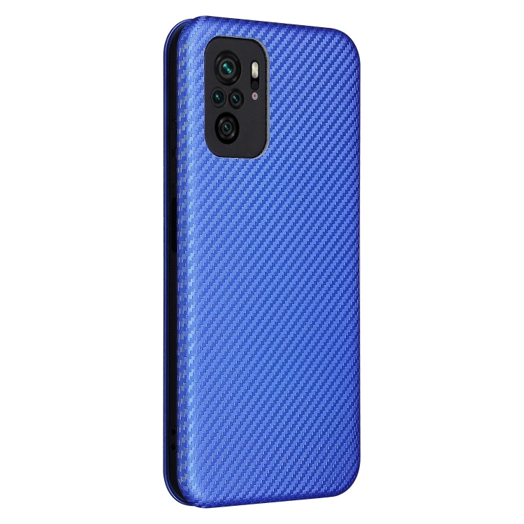 For Xiaomi Redmi Note 10 Carbon Fiber Texture Horizontal Flip TPU + PC + PU Leather Case with Card Slot