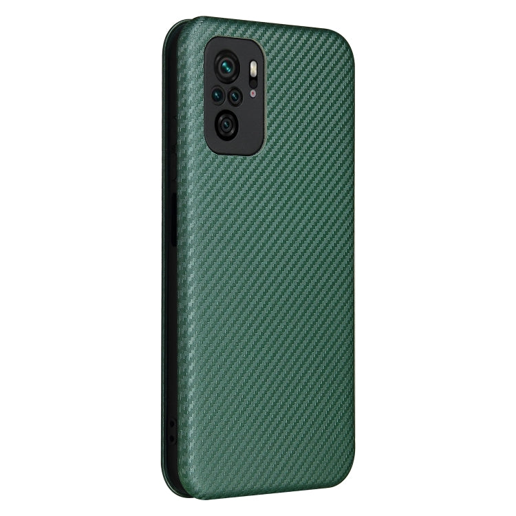 For Xiaomi Redmi Note 10 Carbon Fiber Texture Horizontal Flip TPU + PC + PU Leather Case with Card Slot