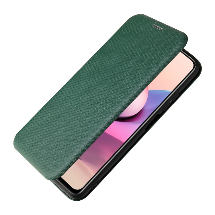 For Xiaomi Redmi Note 10 Carbon Fiber Texture Horizontal Flip TPU + PC + PU Leather Case with Card Slot