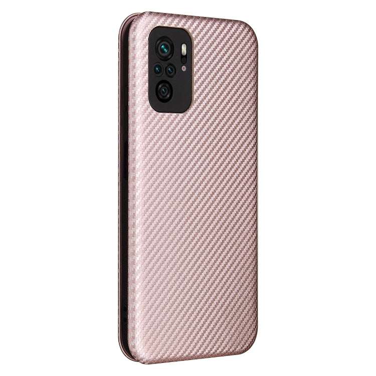 For Xiaomi Redmi Note 10 Carbon Fiber Texture Horizontal Flip TPU + PC + PU Leather Case with Card Slot