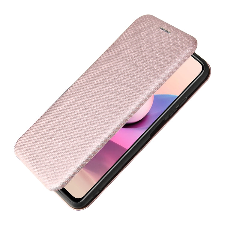 For Xiaomi Redmi Note 10 Carbon Fiber Texture Horizontal Flip TPU + PC + PU Leather Case with Card Slot