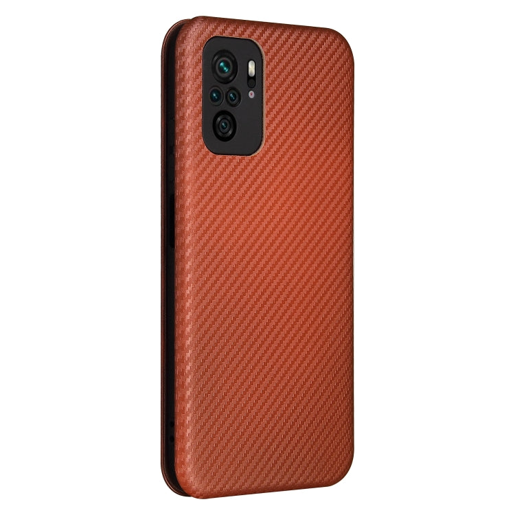 For Xiaomi Redmi Note 10 Carbon Fiber Texture Horizontal Flip TPU + PC + PU Leather Case with Card Slot