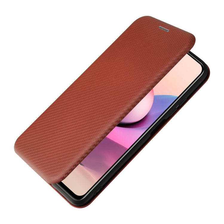 For Xiaomi Redmi Note 10 Carbon Fiber Texture Horizontal Flip TPU + PC + PU Leather Case with Card Slot