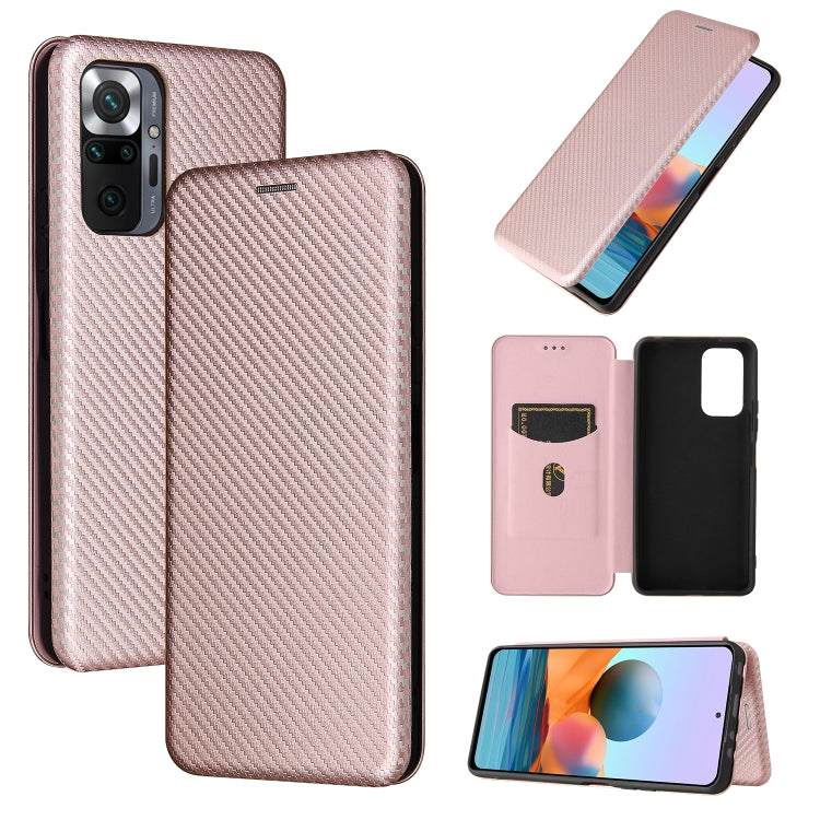 For Xiaomi Redmi Note 10 Pro Max Carbon Fiber Texture Horizontal Flip TPU + PC + PU Leather Case with Card Slot