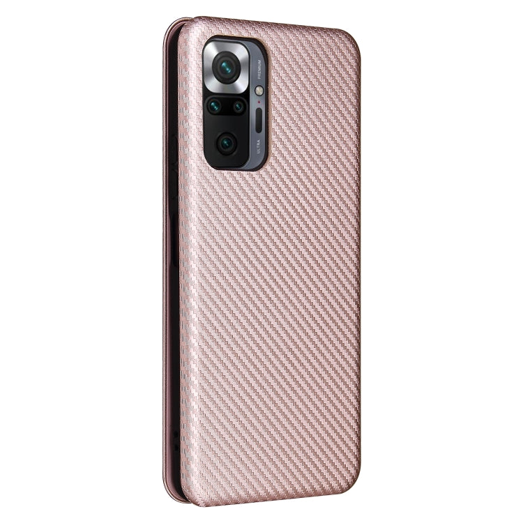 For Xiaomi Redmi Note 10 Pro Max Carbon Fiber Texture Horizontal Flip TPU + PC + PU Leather Case with Card Slot