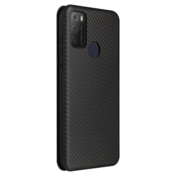 For alcatel 1S (2021) Carbon Fiber Texture Horizontal Flip TPU + PC + PU Leather Case with Card Slot