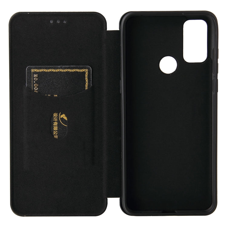For alcatel 1S (2021) Carbon Fiber Texture Horizontal Flip TPU + PC + PU Leather Case with Card Slot