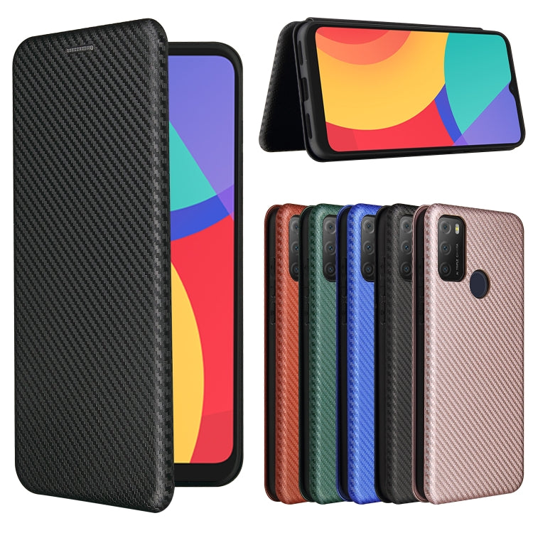 For alcatel 1S (2021) Carbon Fiber Texture Horizontal Flip TPU + PC + PU Leather Case with Card Slot