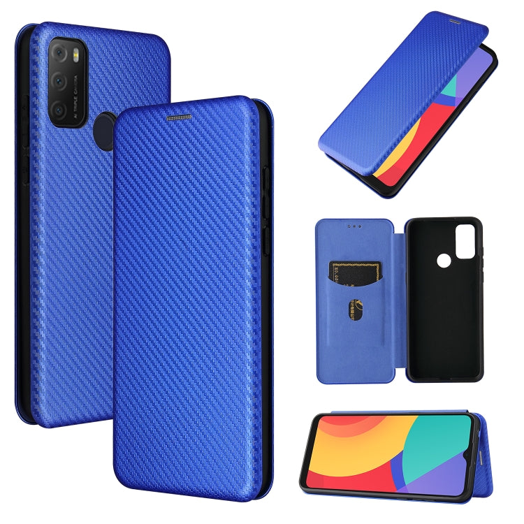 For alcatel 1S (2021) Carbon Fiber Texture Horizontal Flip TPU + PC + PU Leather Case with Card Slot