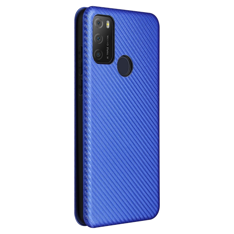 For alcatel 1S (2021) Carbon Fiber Texture Horizontal Flip TPU + PC + PU Leather Case with Card Slot
