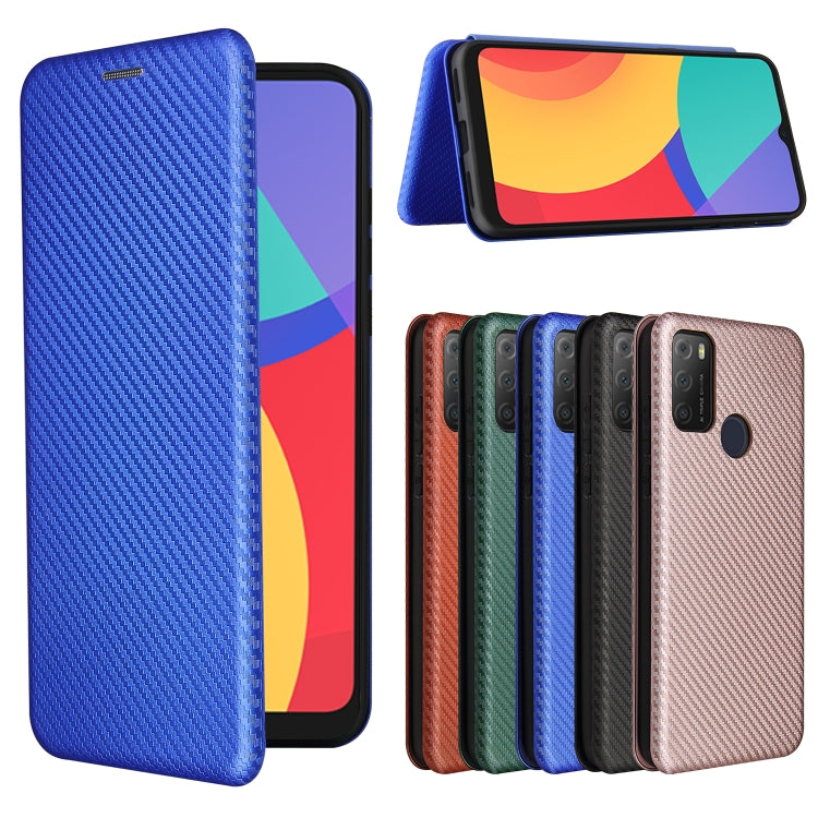 For alcatel 1S (2021) Carbon Fiber Texture Horizontal Flip TPU + PC + PU Leather Case with Card Slot