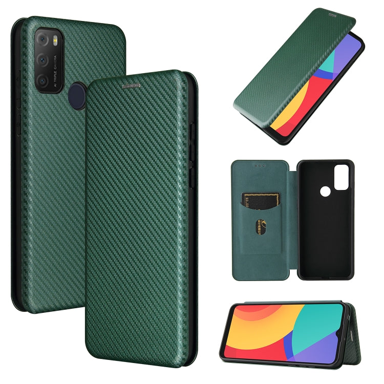 For alcatel 1S (2021) Carbon Fiber Texture Horizontal Flip TPU + PC + PU Leather Case with Card Slot