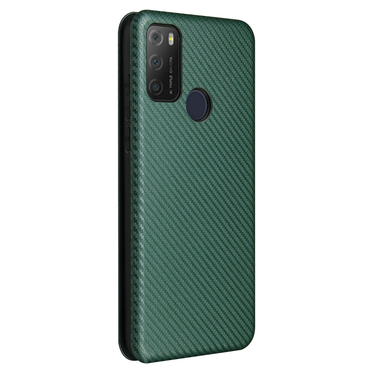 For alcatel 1S (2021) Carbon Fiber Texture Horizontal Flip TPU + PC + PU Leather Case with Card Slot