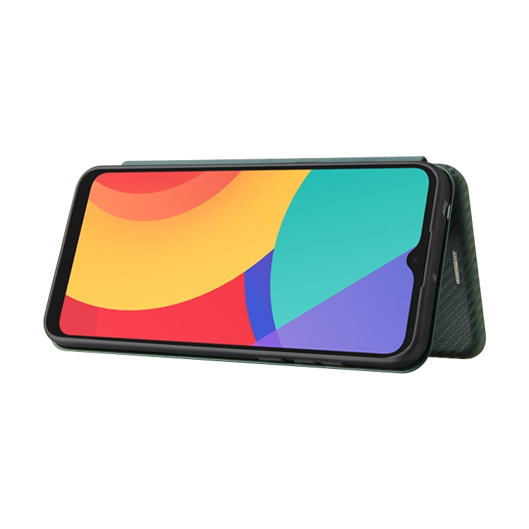 For alcatel 1S (2021) Carbon Fiber Texture Horizontal Flip TPU + PC + PU Leather Case with Card Slot