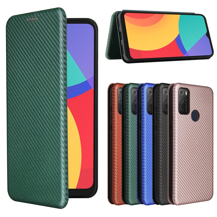 For alcatel 1S (2021) Carbon Fiber Texture Horizontal Flip TPU + PC + PU Leather Case with Card Slot