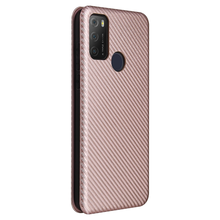For alcatel 1S (2021) Carbon Fiber Texture Horizontal Flip TPU + PC + PU Leather Case with Card Slot