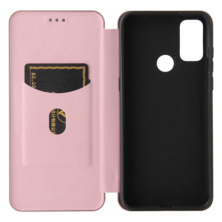 For alcatel 1S (2021) Carbon Fiber Texture Horizontal Flip TPU + PC + PU Leather Case with Card Slot