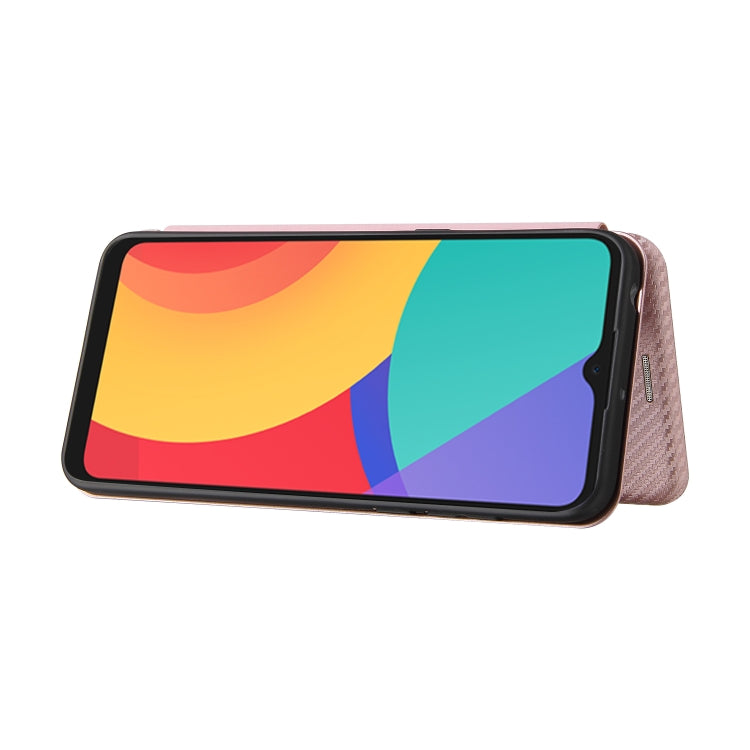 For alcatel 1S (2021) Carbon Fiber Texture Horizontal Flip TPU + PC + PU Leather Case with Card Slot