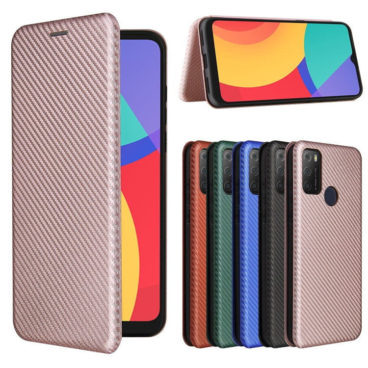 For alcatel 1S (2021) Carbon Fiber Texture Horizontal Flip TPU + PC + PU Leather Case with Card Slot