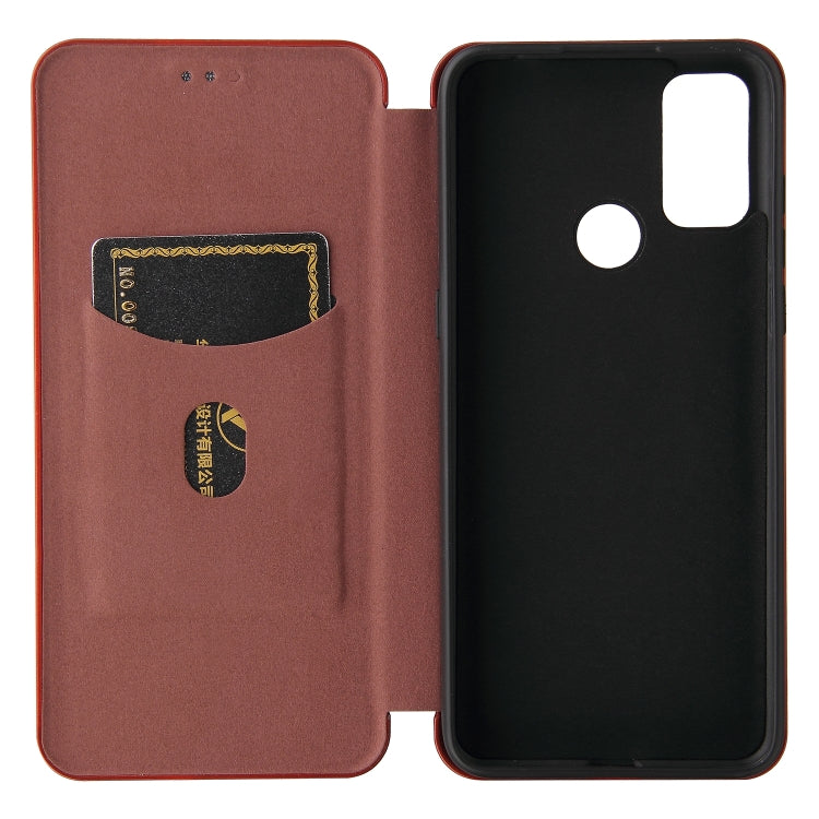 For alcatel 1S (2021) Carbon Fiber Texture Horizontal Flip TPU + PC + PU Leather Case with Card Slot