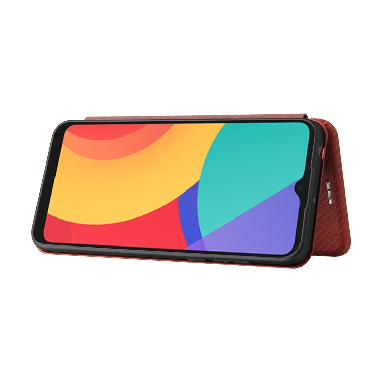 For alcatel 1S (2021) Carbon Fiber Texture Horizontal Flip TPU + PC + PU Leather Case with Card Slot