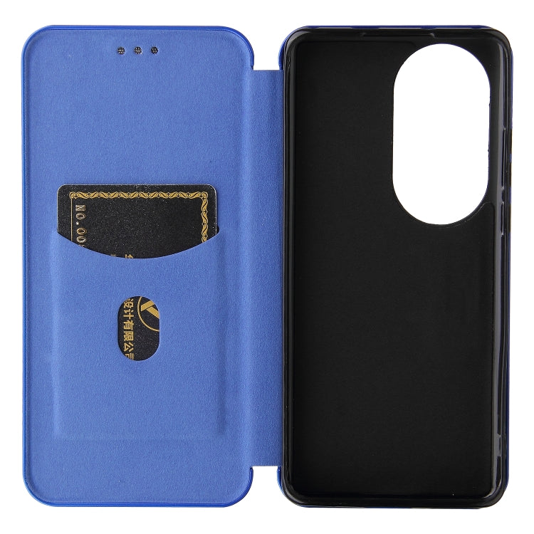 For Huawei P50 Pro Carbon Fiber Texture Horizontal Flip TPU + PC + PU Leather Case with Card Slot