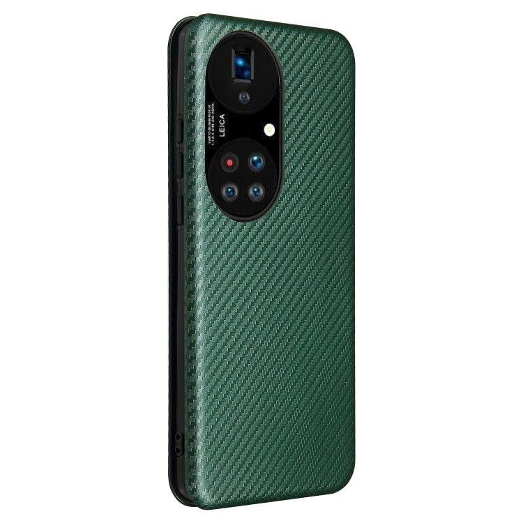 For Huawei P50 Pro Carbon Fiber Texture Horizontal Flip TPU + PC + PU Leather Case with Card Slot