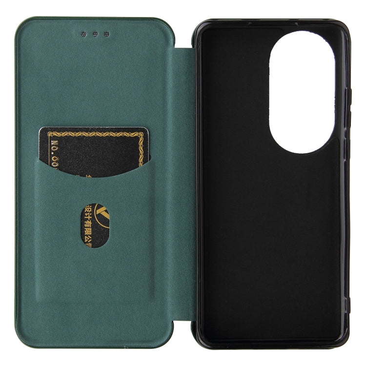 For Huawei P50 Pro Carbon Fiber Texture Horizontal Flip TPU + PC + PU Leather Case with Card Slot