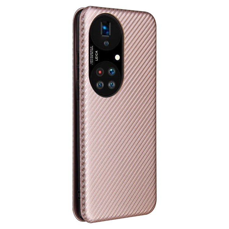 For Huawei P50 Pro Carbon Fiber Texture Horizontal Flip TPU + PC + PU Leather Case with Card Slot