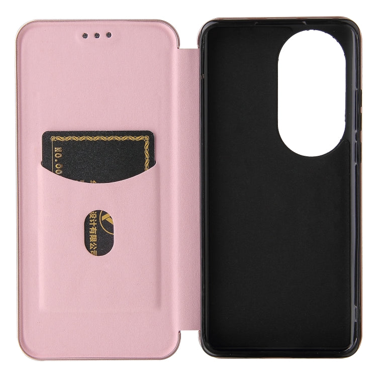 For Huawei P50 Pro Carbon Fiber Texture Horizontal Flip TPU + PC + PU Leather Case with Card Slot