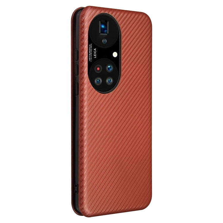 For Huawei P50 Pro Carbon Fiber Texture Horizontal Flip TPU + PC + PU Leather Case with Card Slot