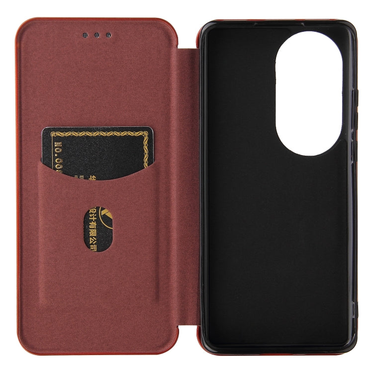 For Huawei P50 Pro Carbon Fiber Texture Horizontal Flip TPU + PC + PU Leather Case with Card Slot