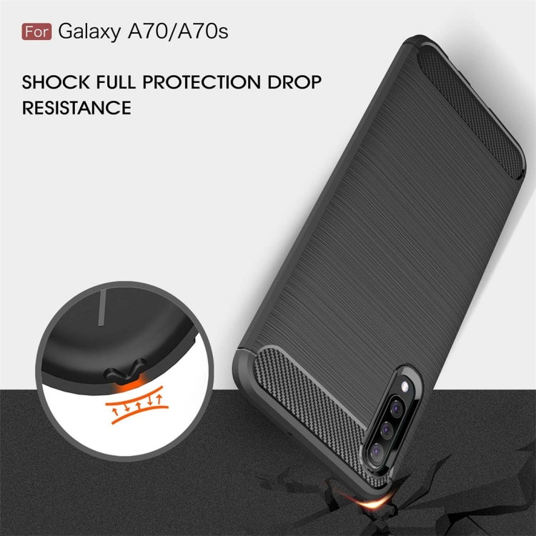 For Galaxy A70 / A70s Brushed Texture Carbon Fiber TPU Case