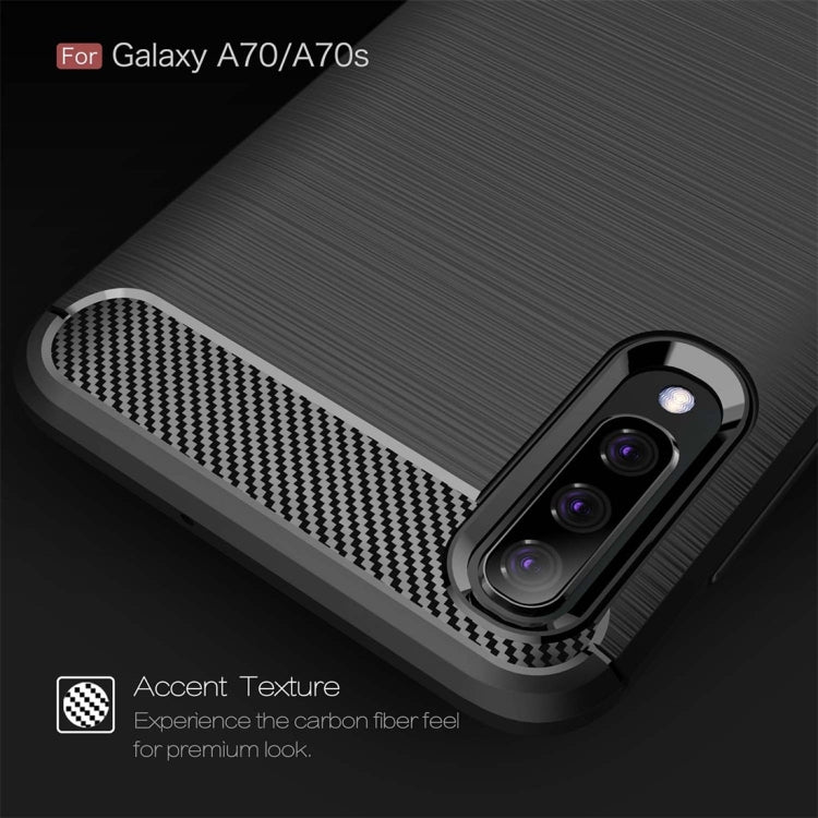 For Galaxy A70 / A70s Brushed Texture Carbon Fiber TPU Case