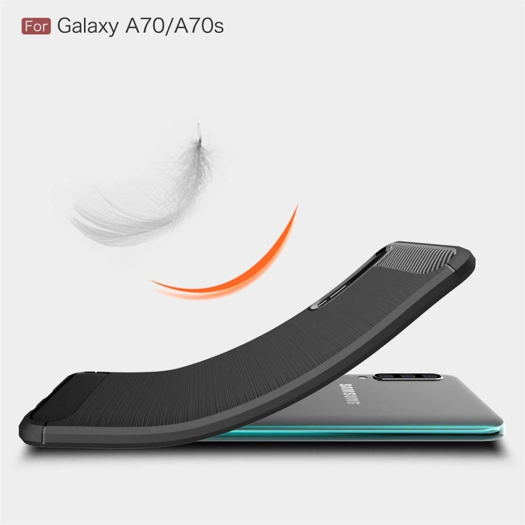 For Galaxy A70 / A70s Brushed Texture Carbon Fiber TPU Case
