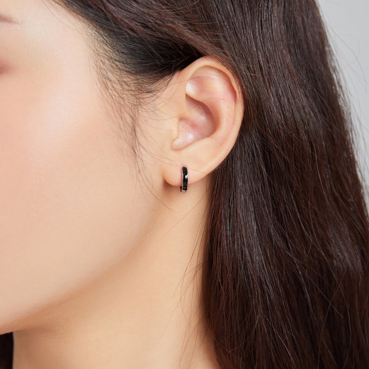 S925 Sterling Silver Simple Black White Ear Studs Women Earrings