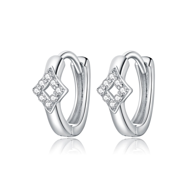 S925 Sterling Silver Shinning Rhombus Ear Studs Women Earrings
