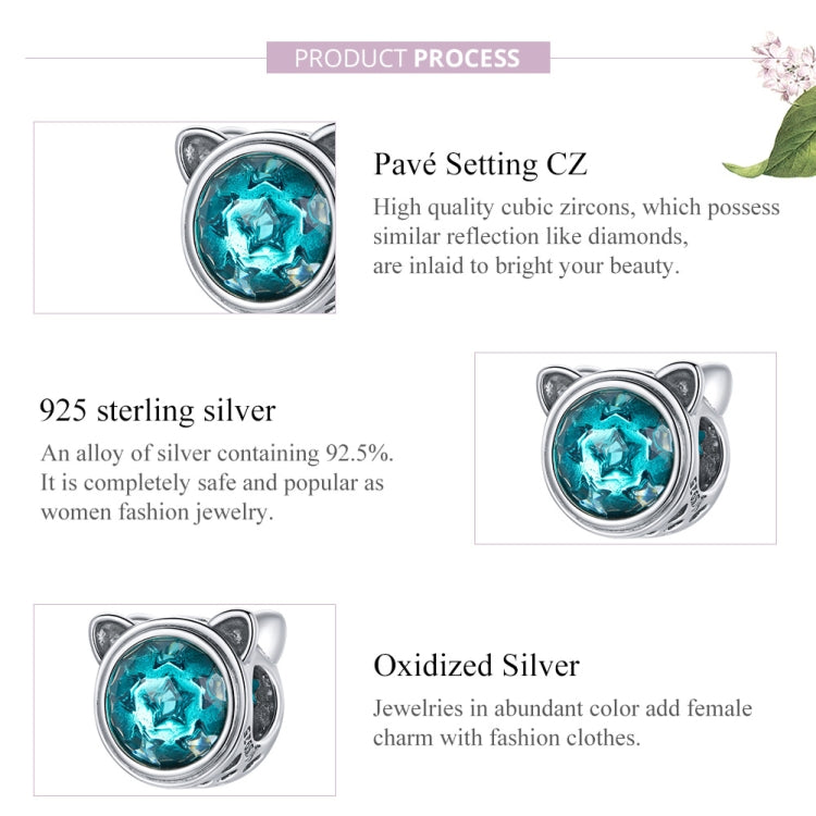 S925 Sterling Silver Cute Cat Ears Beads DIY Bracelet Necklace Accessories