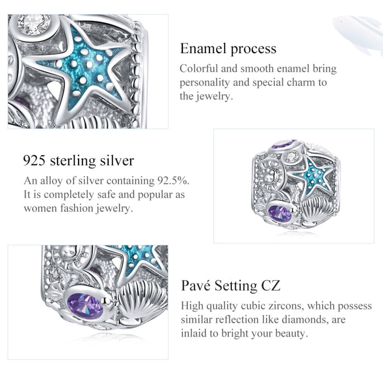 S925 Sterling Silver Starfish Zircon Beads DIY Bracelet Necklace Accessories