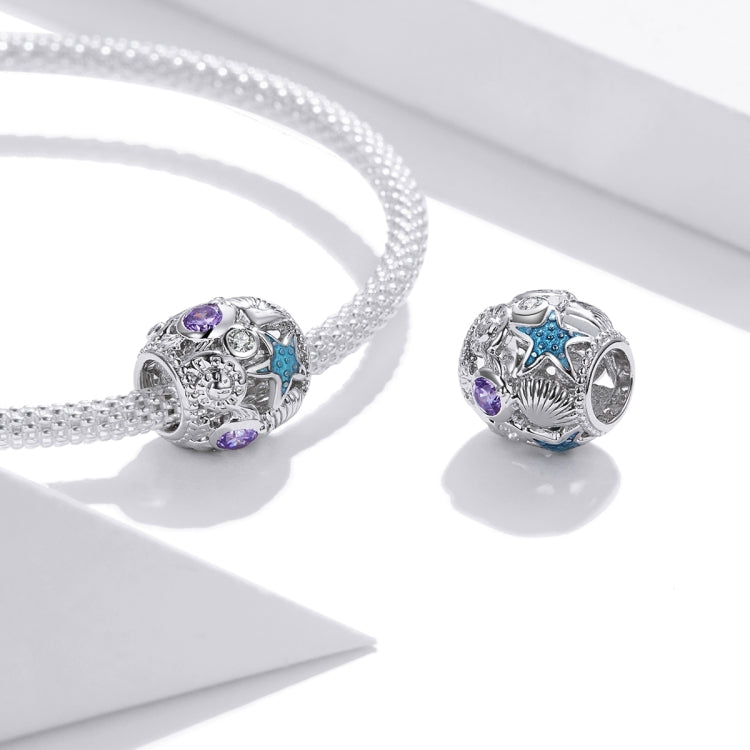 S925 Sterling Silver Starfish Zircon Beads DIY Bracelet Necklace Accessories