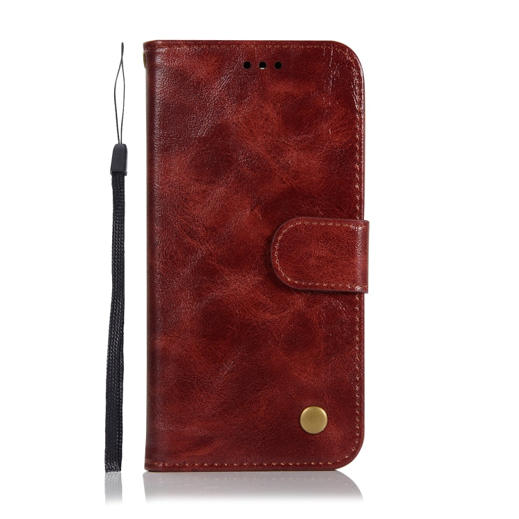 For OnePlus 6T Retro Copper Buckle Crazy Horse Horizontal Flip PU Leather Case with Holder & Card Slots & Wallet & Lanyard