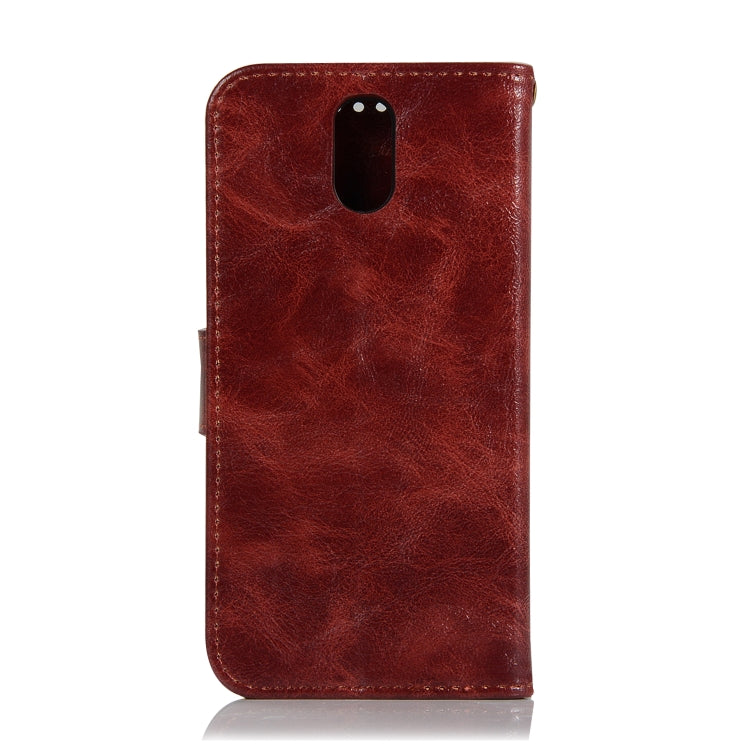 For OnePlus 6T Retro Copper Buckle Crazy Horse Horizontal Flip PU Leather Case with Holder & Card Slots & Wallet & Lanyard