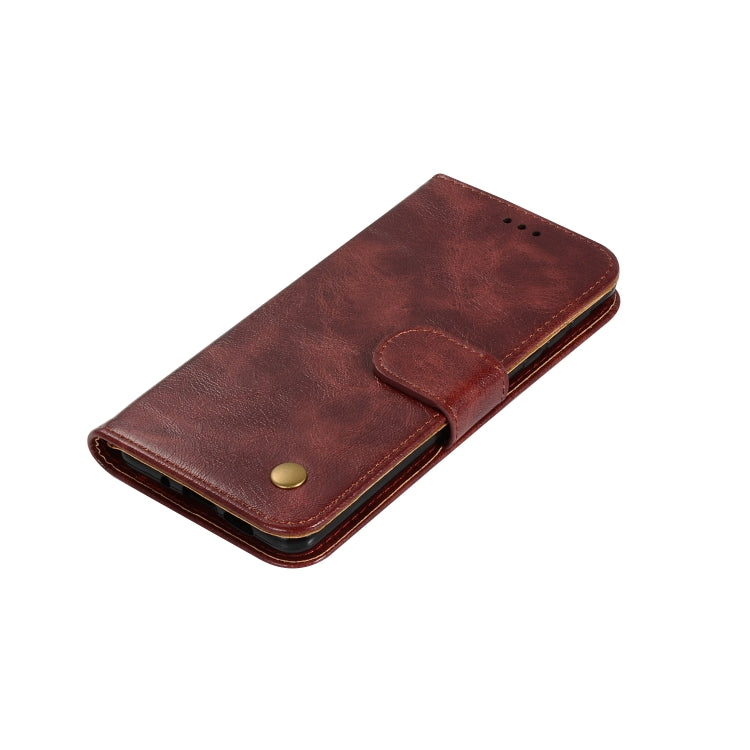 For OnePlus 6T Retro Copper Buckle Crazy Horse Horizontal Flip PU Leather Case with Holder & Card Slots & Wallet & Lanyard
